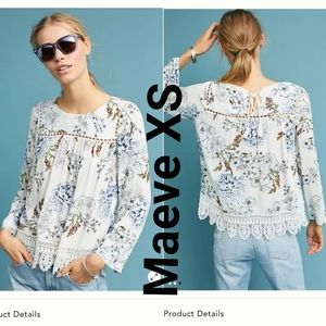 Maeve Southern Belle White Floral Top XS